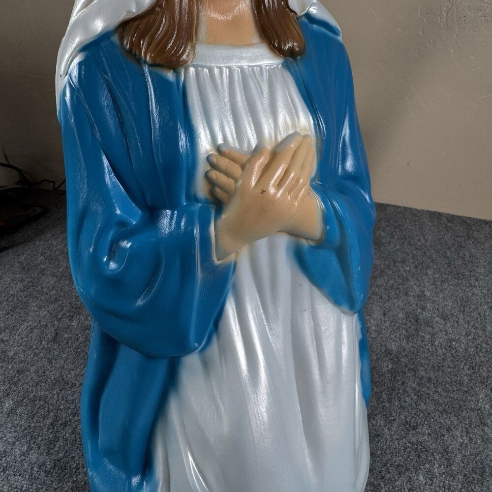 Vintage Blow Mold General Foam Plastics Mary From Nativity ~ Christmas 27” - Picture 4 of 11